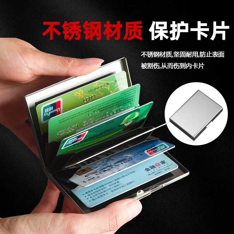 RFID Credit Card Holder Stainless Steel Business Card Holder ID Card Case Slim Metal Wallet