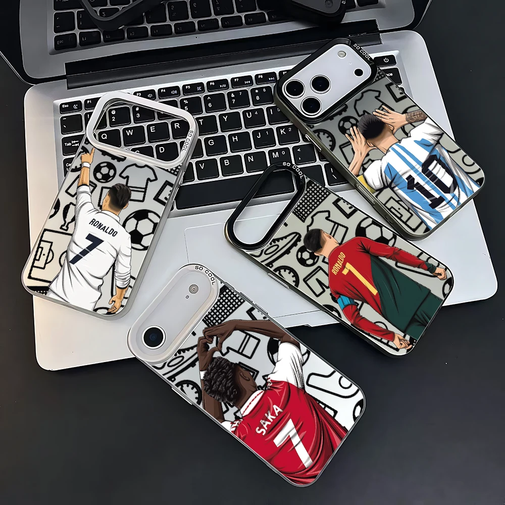 Funda de teléfono con dibujos de fútbol número 7 10, iPhone 17 16e 16 15 14 13 12 11 mini Pro Max XR 8 7 AirPlus, funda trasera mate anticaída r