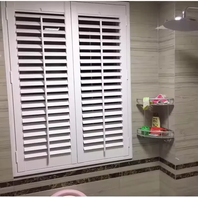 Custom Made Modern Hotel Use Solid PVC Horizontal Plantation Shutter Blinds Eco-Friendly Durable Window Shutters Interior