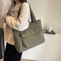 New High Quality Tote Bag Large Capacity Simple Versatile Zipper Shoulder Bag Vintage Casual Nylon Material Commuter Bag