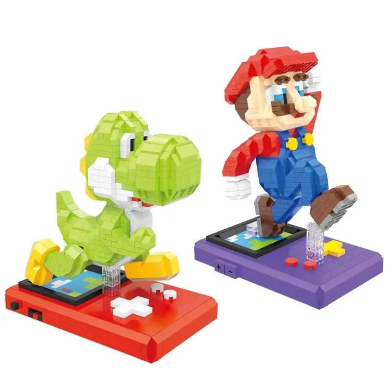 Super Mario Yoshi Figure Micro Building Blocks Mario Bros DIY Assembly Puzzle Mini Bricks Toys for Kid Christmas Gift