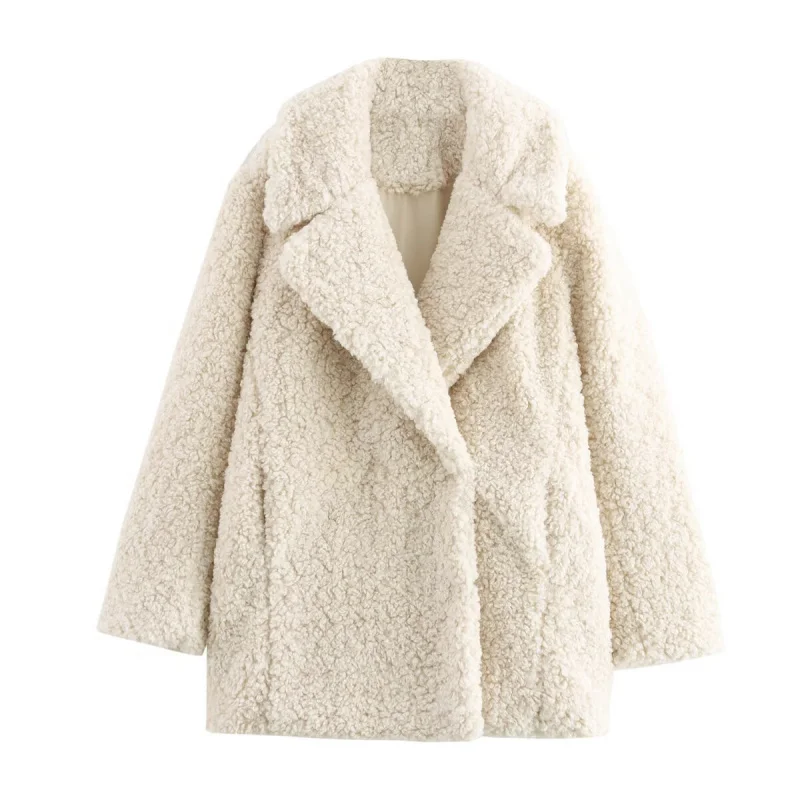 

New European and American Women's Fashion Faux Fur Effect Coat