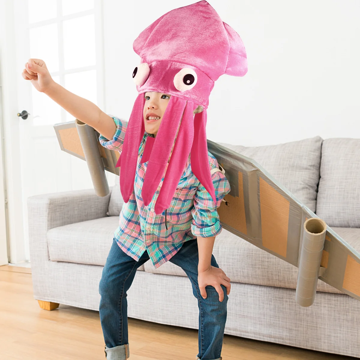 

Halloween Hat Octopus Hats Party Props Accessories Headdress Pink Composite Fleece Apparel
