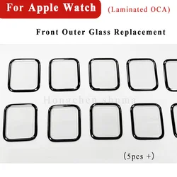 5pcs/lot Outer Glass Screen For Apple Watch Series 1 4 5 6 SE 44 40MM 7 8 9 41 45mm External Glasses Lens Panel OCA Replacement