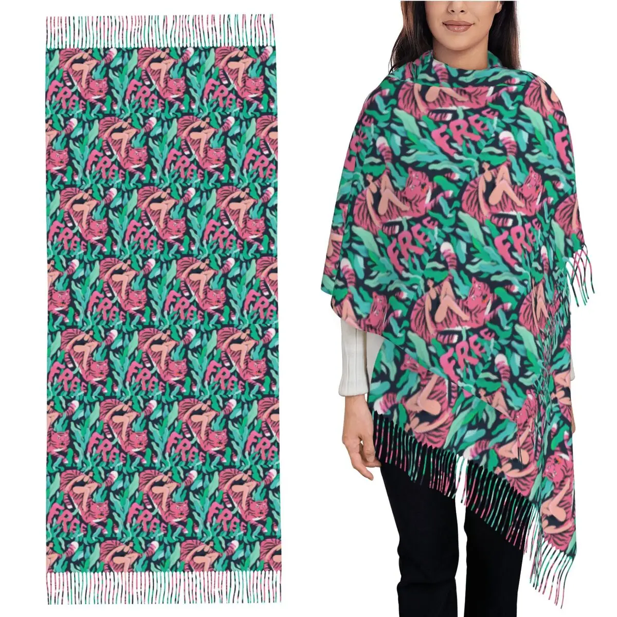 

Бесплатный женский шарф с кисточками, женские мягкие теплые шали и накидки, большая осенне-зимняя шаль