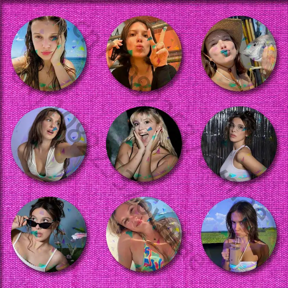 

M-Millie Bobby Brown Badge For 32mm 25mm 75mm 44mm 58mm Round Pin Brooch Insignia Cover Backpack