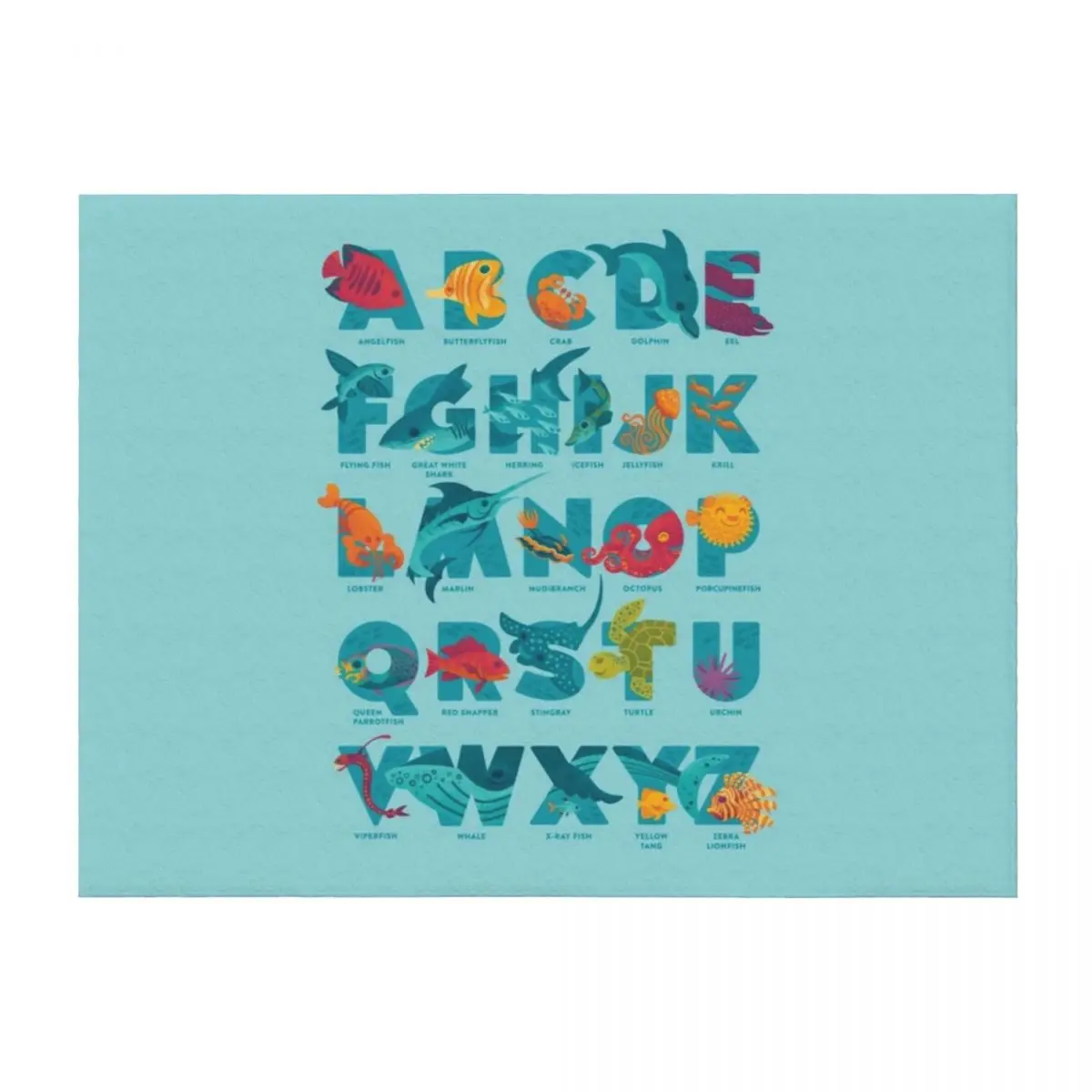 

Aqualphabet : Cyan (labelled) Throw Blanket Custom anime Single Decorative Beds Blankets