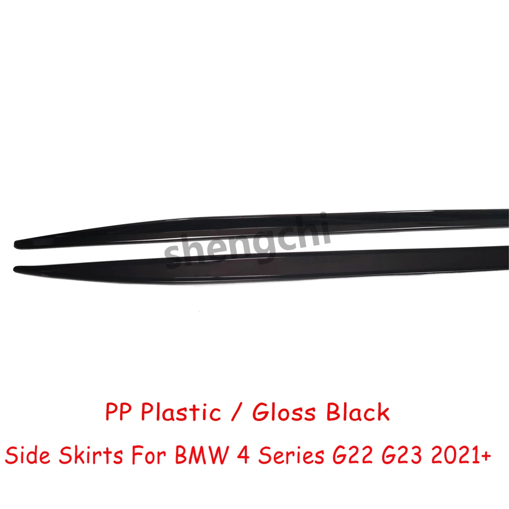 G22 G23 M Performance Style Gloss Black PP Plastic Side Skirt For BMW 4 Series G22 G23 Side Bumper Extensions M Sport 2021+