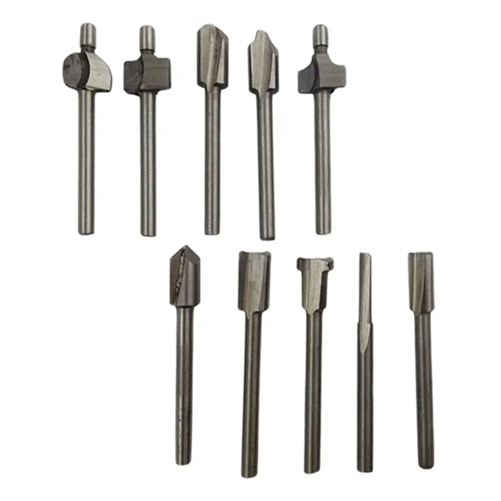

10Pcs Router Bits 3Mm Silver Hss Non-Stick Carbide Cutter Cnc Tool Smoke-Free Mute Design 1/8 Inch Router Bits