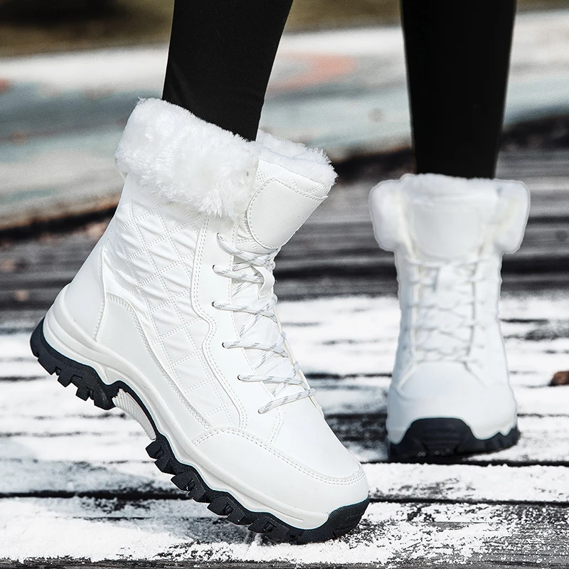 

Женские ботильоны на шнуровке, плюшевая теплая дизайнерская повседневная зимняя прогулочная обувь, уличная модная женская обувь
