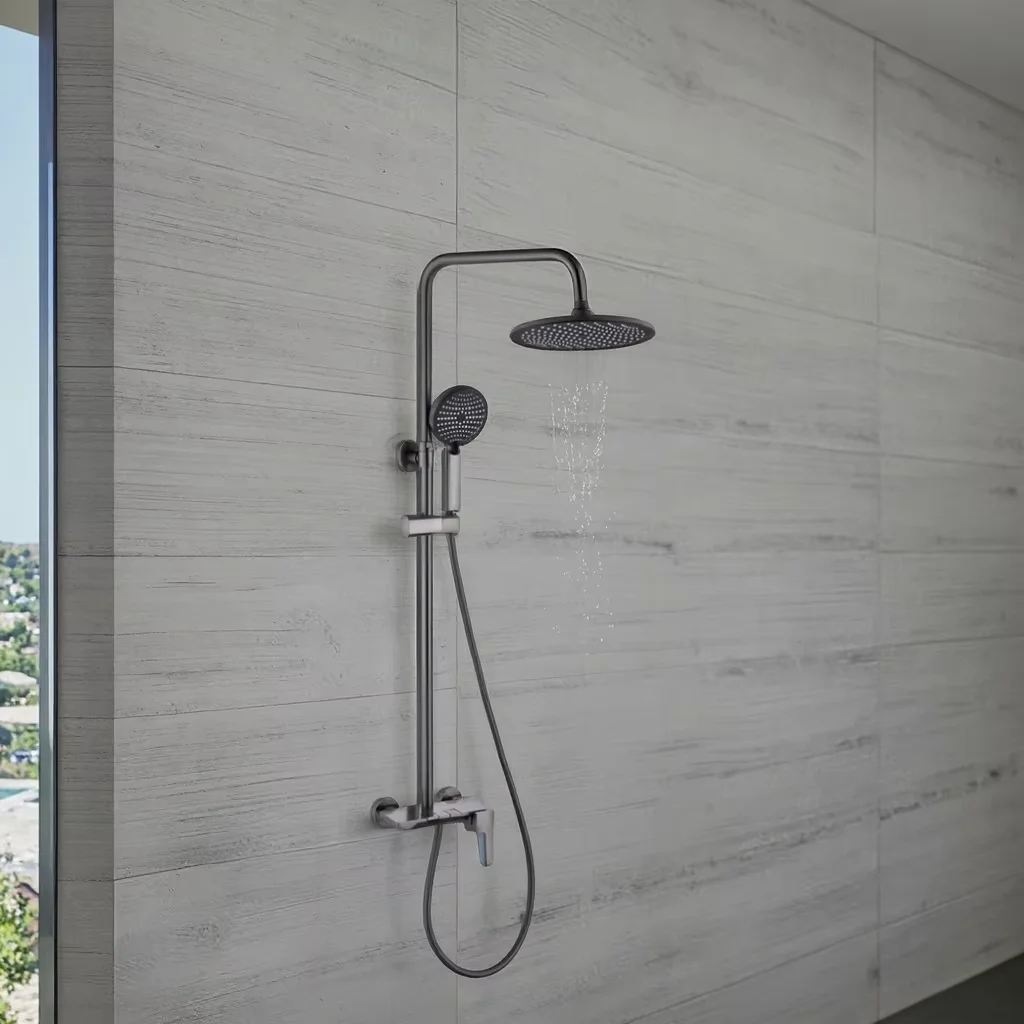 Luxury High Quality Polished Brass Square Wall Mount Bathroom Shower Head Electroplate Column Soft Rain Jet Spray Ceramic Bath