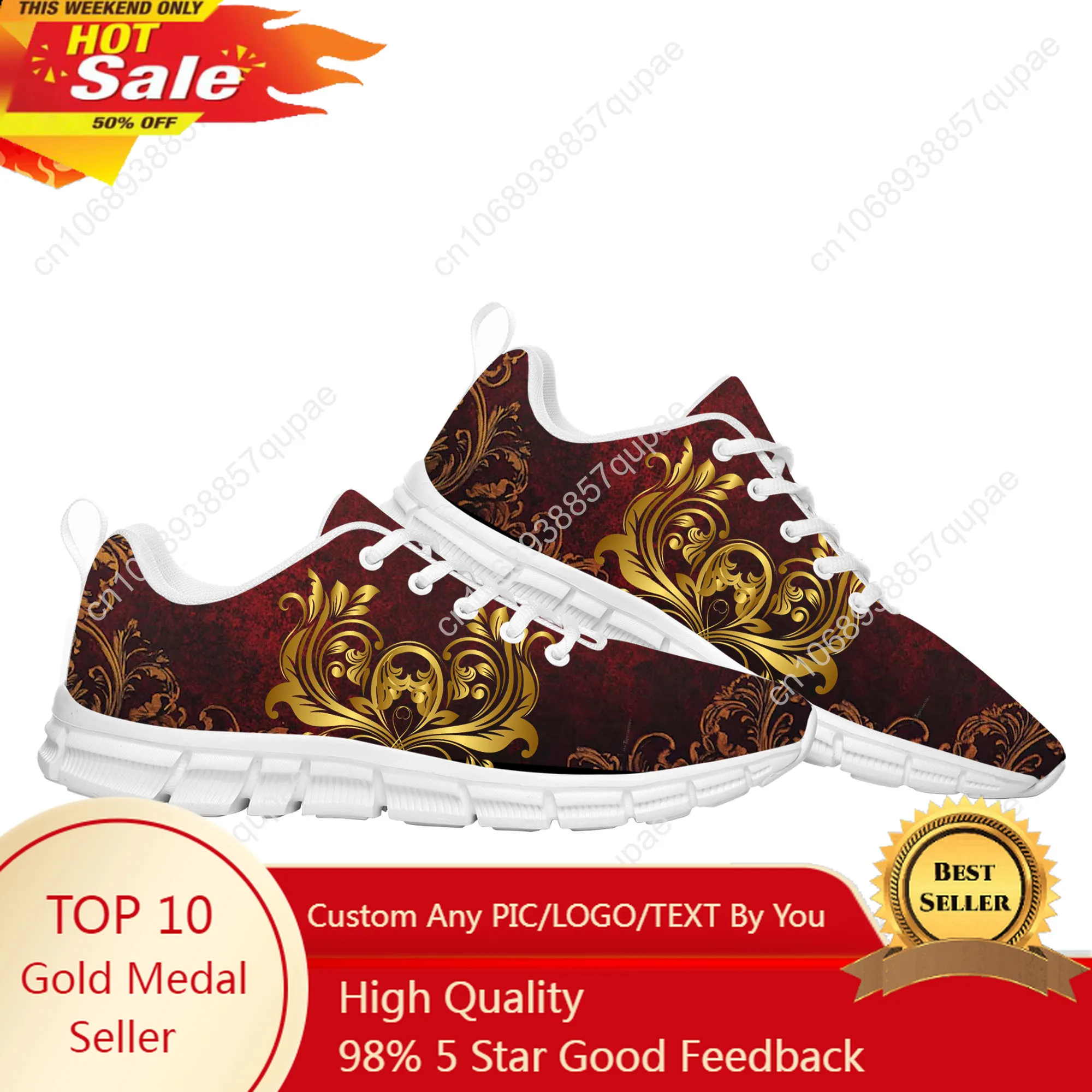 

Baroque Gold European floral pattern Sports Shoes Mens Womens Children Sneakers Fashion Casual Hiking Sneaker Custom Built Shoes
