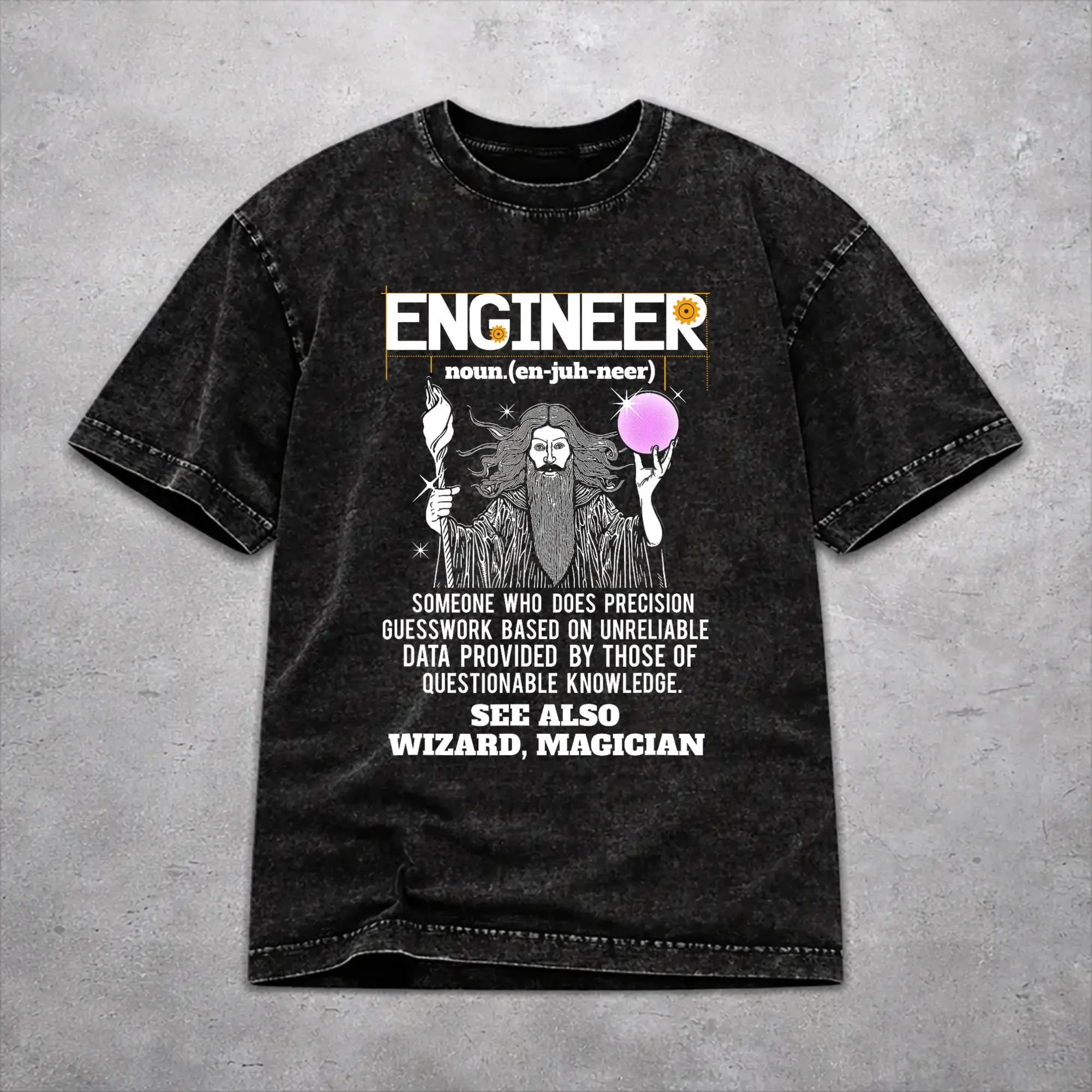 Engineer Funny Mechanical Civil Engineering Wizard  T Shirt Hip Hop Washed 100% Cotton Street T-Shirts Men Women Streetwear