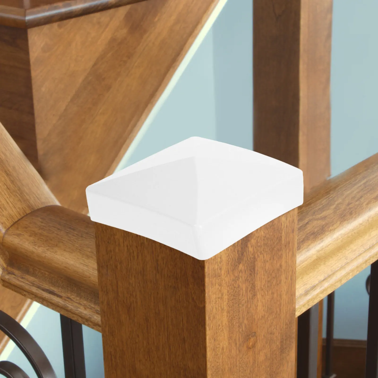 4Pcs Waterproof PVC Fence Post Caps Square Outdoor Fence Post Toppers for Mailbox Lamp Posts Rot Proof Uv Resistant