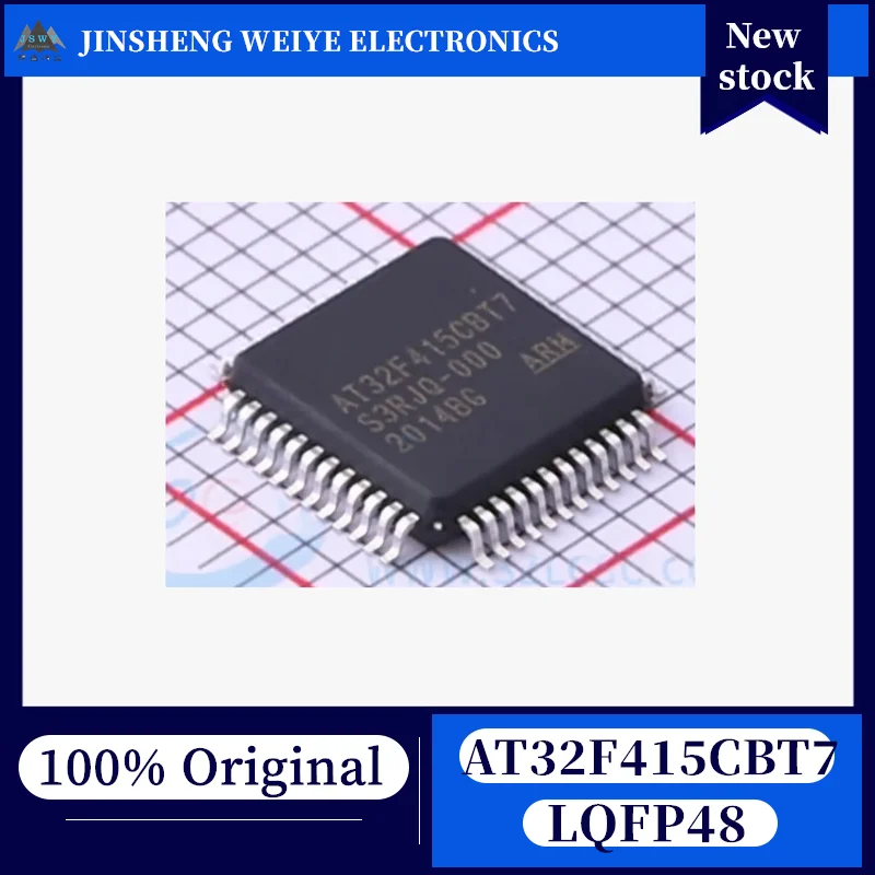 (10/50 pieces) AT32F415CBT7 LQFP-48 32-bit Cortex-M4 High-Performance MCU, 150MHz Clock Speed, 128KB Flash, 32KB SRAM Original