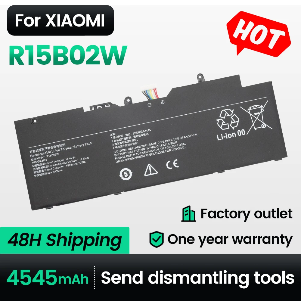 

keyuan New R15B02W Laptop Battery For Xiaomi RedmiBook Pro 15 R5 R7 XMA2007-BJ XMA2007-BB 4ICP6/68/73 15.4V 70WH 4545mAh