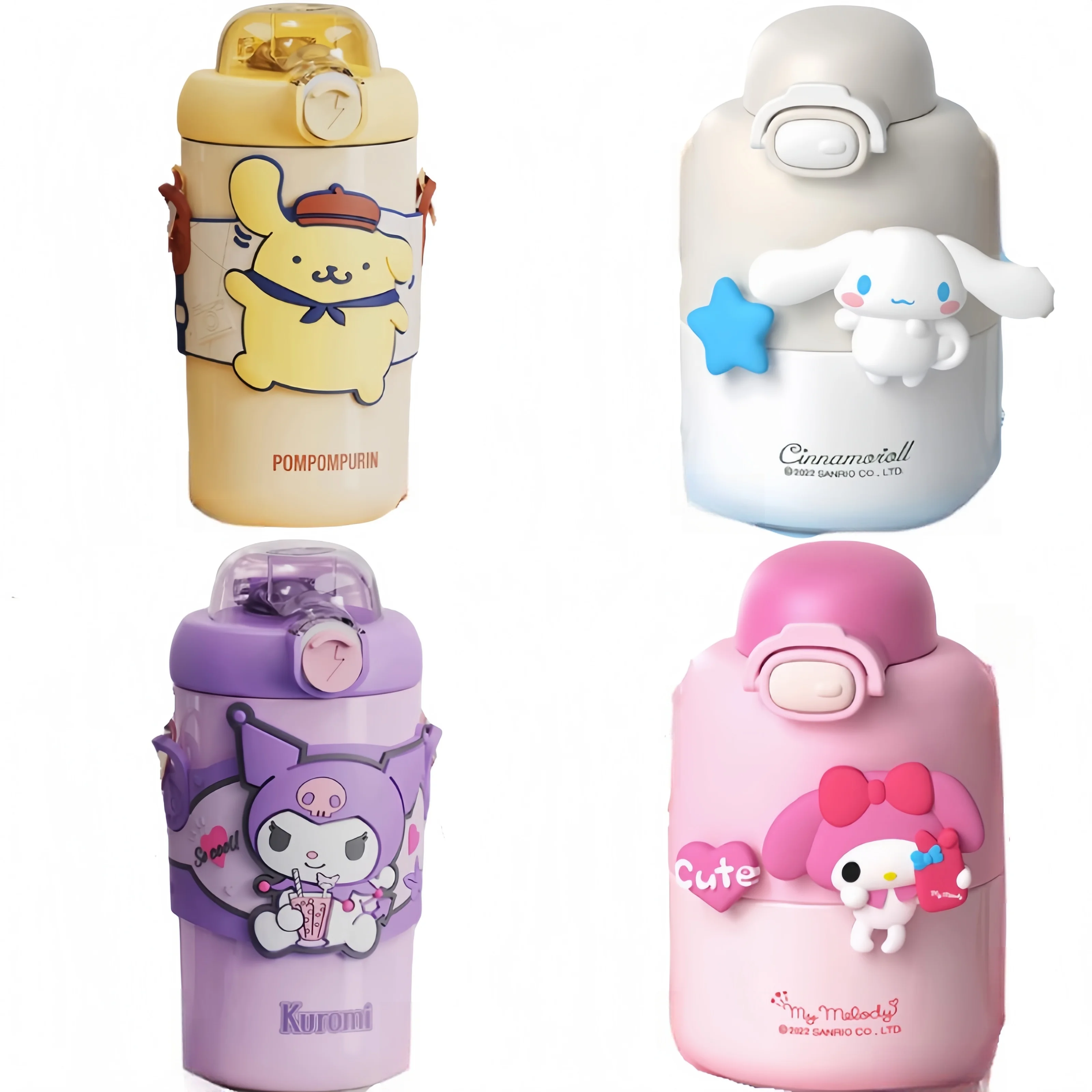 

430ML Sanrio Cinnamoroll Water Cup Cute Kuromi Thermos Cups Anime Cartoon My Melody Juice Cup Insulated Water Bottle Kids Gifts