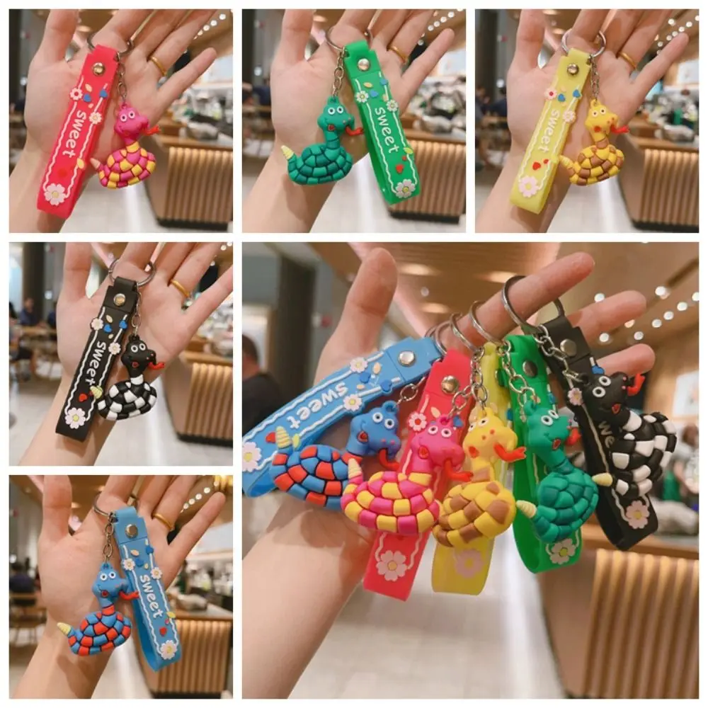 Silicone Snake Lucky Pendant Collection Bag Charm Cartoon Snake Keychain Jewelry Chinese Zodiac Zodiac Snake Year Key Ring