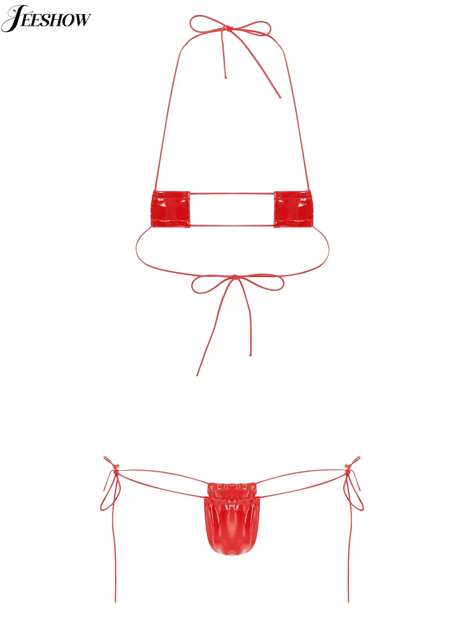 

Женский комплект экстремального микро-бикини из лакированной кожи, купальник бикини из двух предметов, женское нижнее белье с стрингами, костюмы