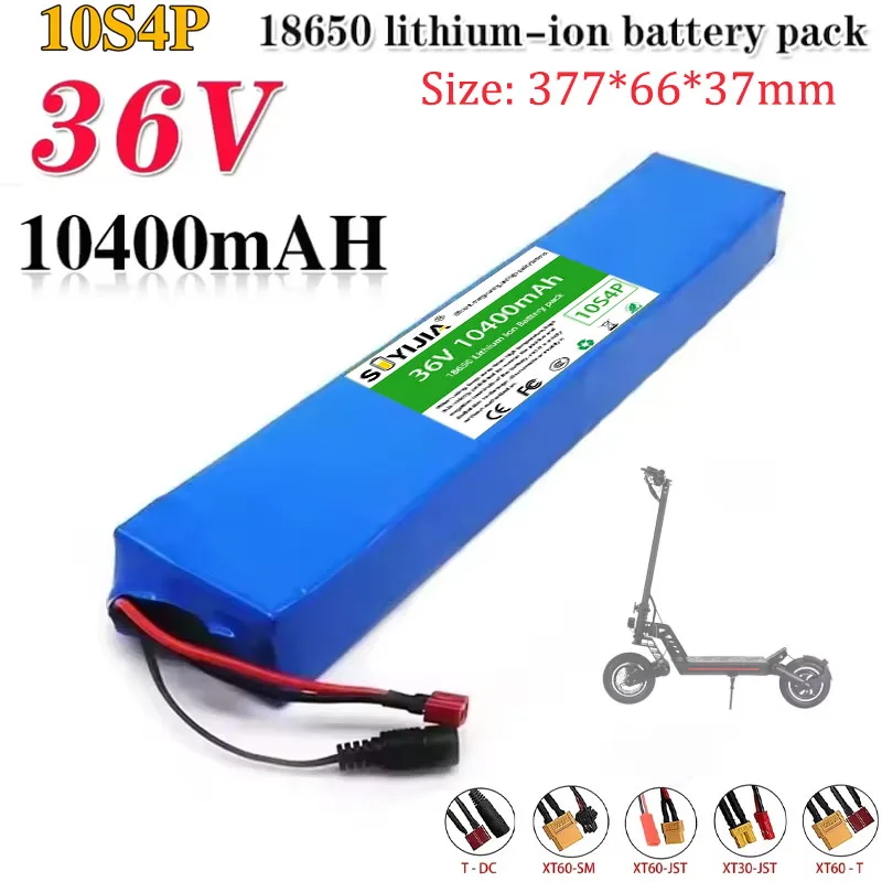 NEW 36V 10S4P 10.4Ah Lithium Battery Large Capacity for Electric Bike and Scooter, with BMS