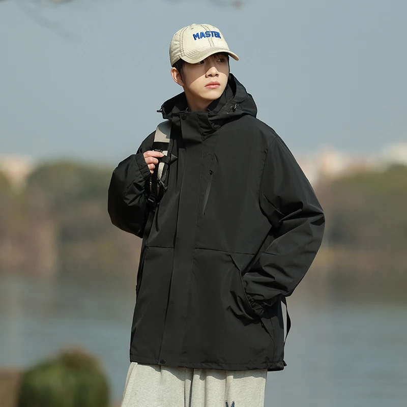 

Outdoor All-match Men Hiking Jackets Spring Autumn Windproof Camping Outerwear Quality Comfortable Male Clothes Solid Color New
