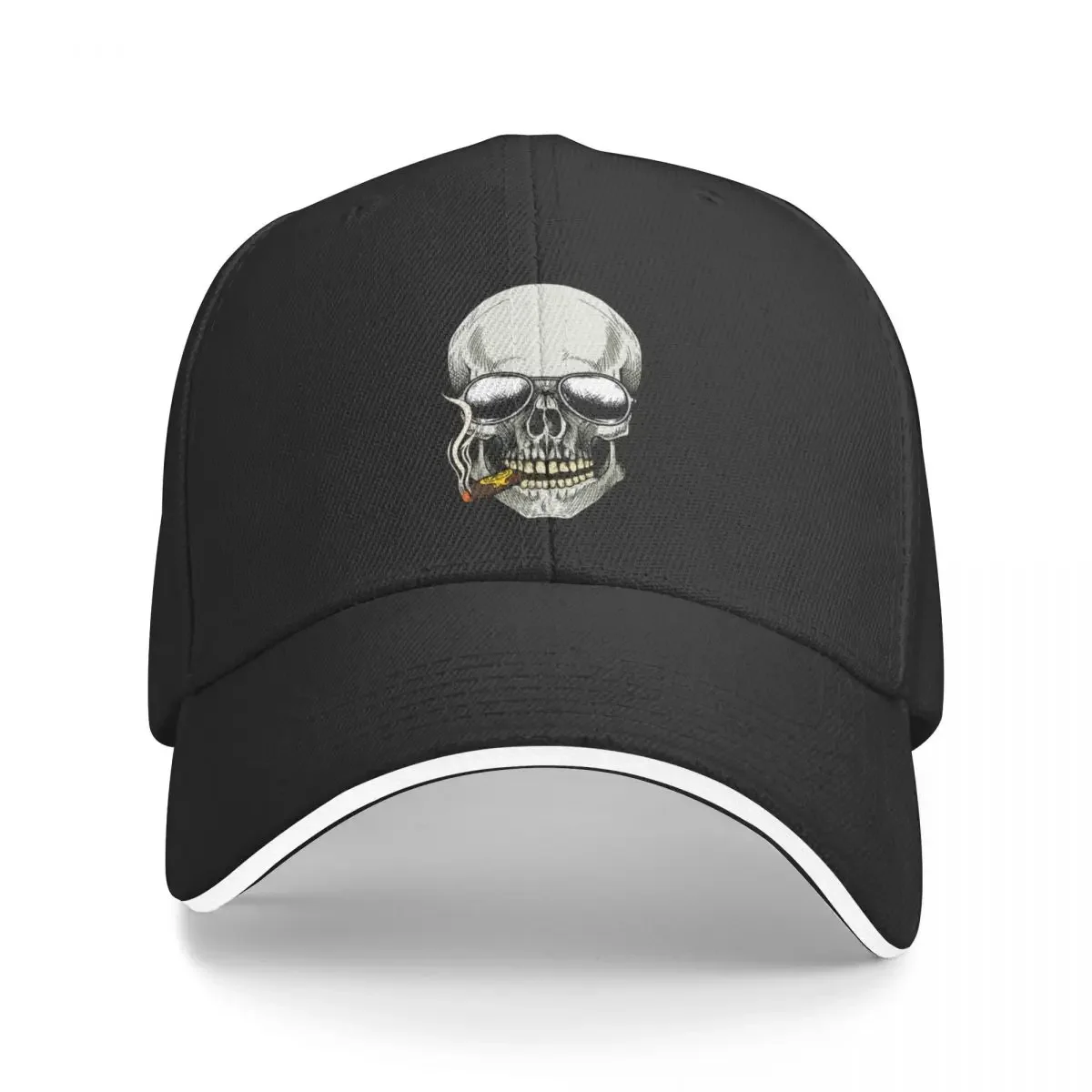 

Skull Head Smoking Cigar Design Baseball Cap Hip Hop party Hat Custom Cap Rave Trucker Hats For Men Women's