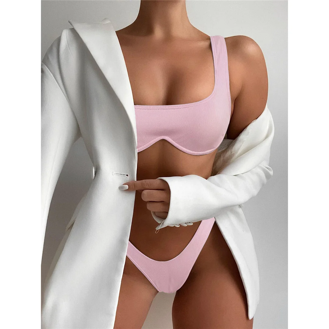 Sexy V-Bar-Bikini mit Bügel, Damen-Badeanzug, zweiteiliges Bikini-Set, brasilianischer Badeanzug, Badebekleidung für Damen, V2870 – Detail 10