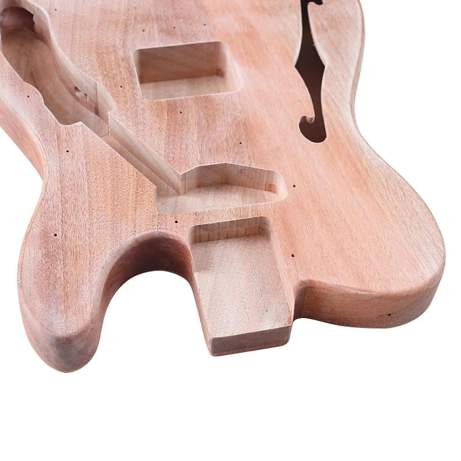 Electric Guitar Body Brown Unfinished Barrel Hardwood Guitar Parts Replacement for DIY Guitarbody and Components