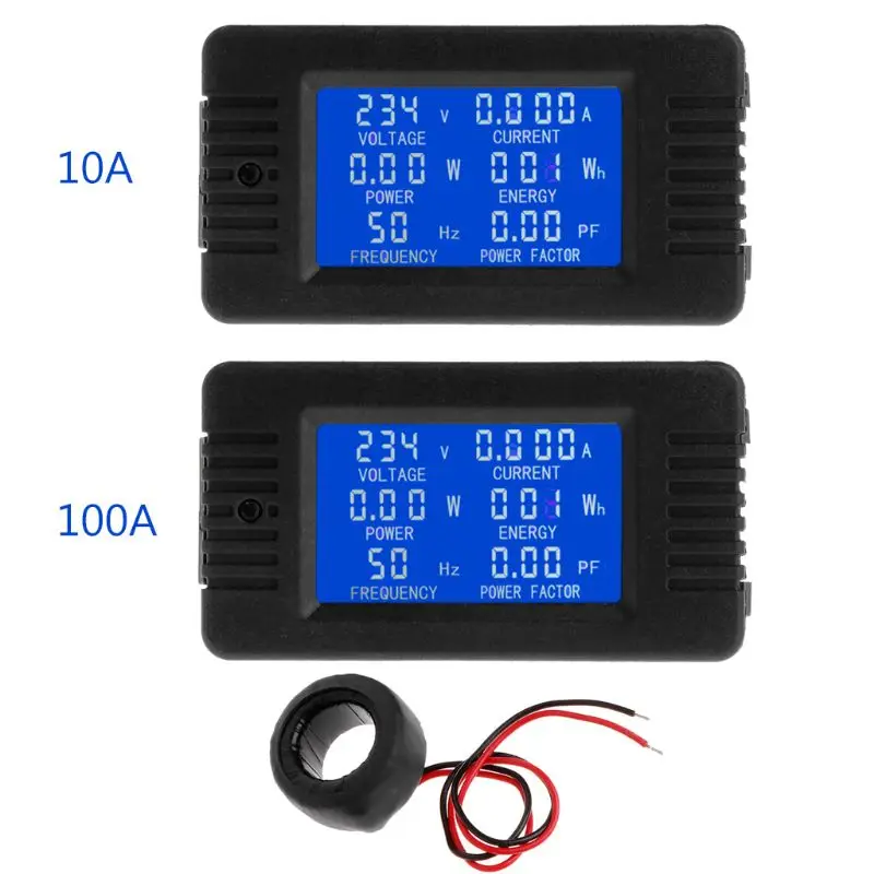 6-In-1 Digital Energy Meter 80~260V 110V 220V Current Power Factor Power Hz Energy Easy to Read