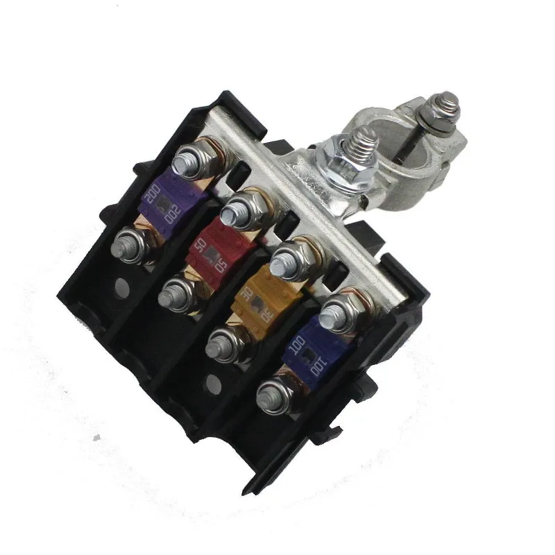 Car truck RV battery insurance modified four-way fuse box assembly, battery pile head positive fuse box