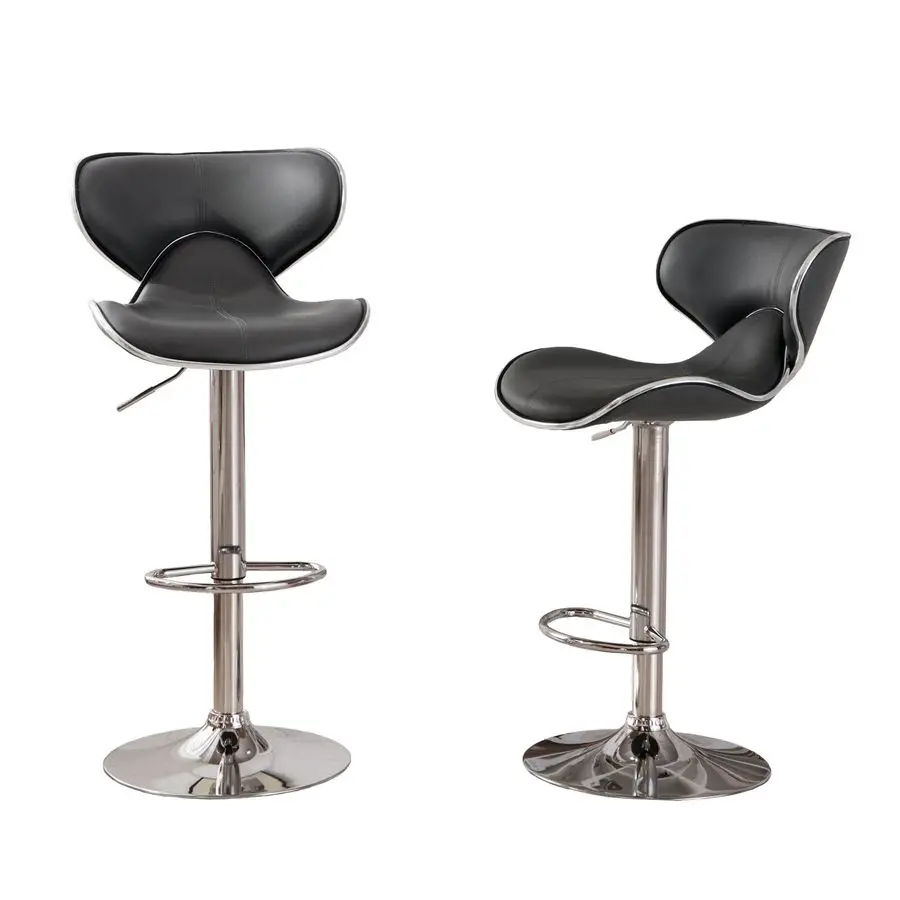 

Masaccio Cushioned Leatherette Upholstery Airlift Swivel Barstool, Set of 2, Grey