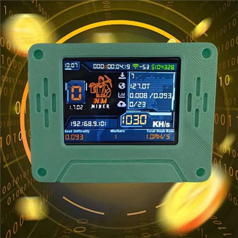 ABMS-Nmmini 2.8 Inch Smart Touchscreen BTC Solo Miner 1030Kh/S Upgraded Nerdminerv2 Lottery Bitcoin Crypto Mining Device