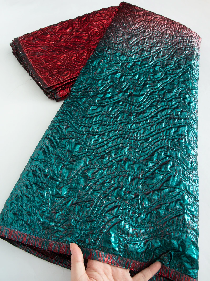 

Luxury High Quality Nigerian Brocade Lace Fabric Jacquard Lace Fabric African Fabric for Women Party Dresses Sewing,5yards 4636