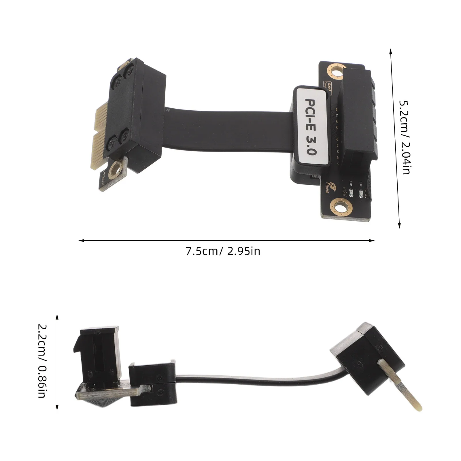 Pci-E 3.0 1x a 1x 5cm Cable de extensión de tarjeta elevadora flexible Adaptador de ángulo recto para minería GPU Fácil instalación confiable