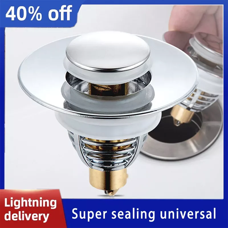 Universal Stainless Steel Pop-Up Spring Core Basin Press Type Sewer Filter Screen Drain Slot Plug Hair Receiver Bathroom Tool