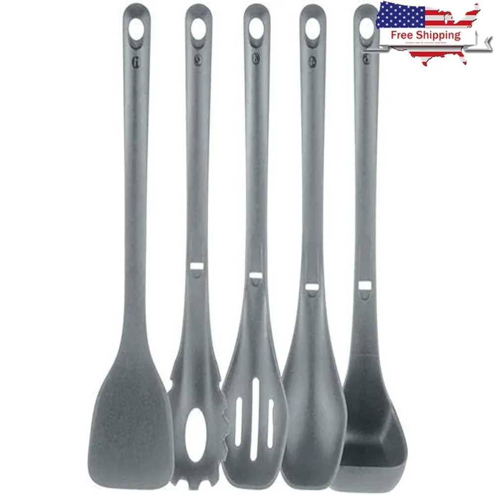 

Kitchen Cooking Utensils Set-Includes Spatula Pasta Fork Solid Spoon Slotted Spoon & Tool Seat Works with Model NCCWSTKGRY Gray