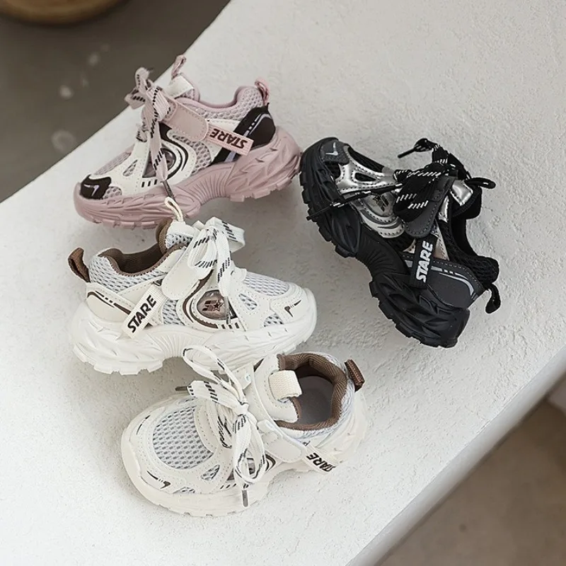 

Детская спортивная обувь2025four Seasons, простая легкая детская обувь на плоской подошве, повседневная противоскользящая модная универсальная обувь для мужчин и женщин для бега