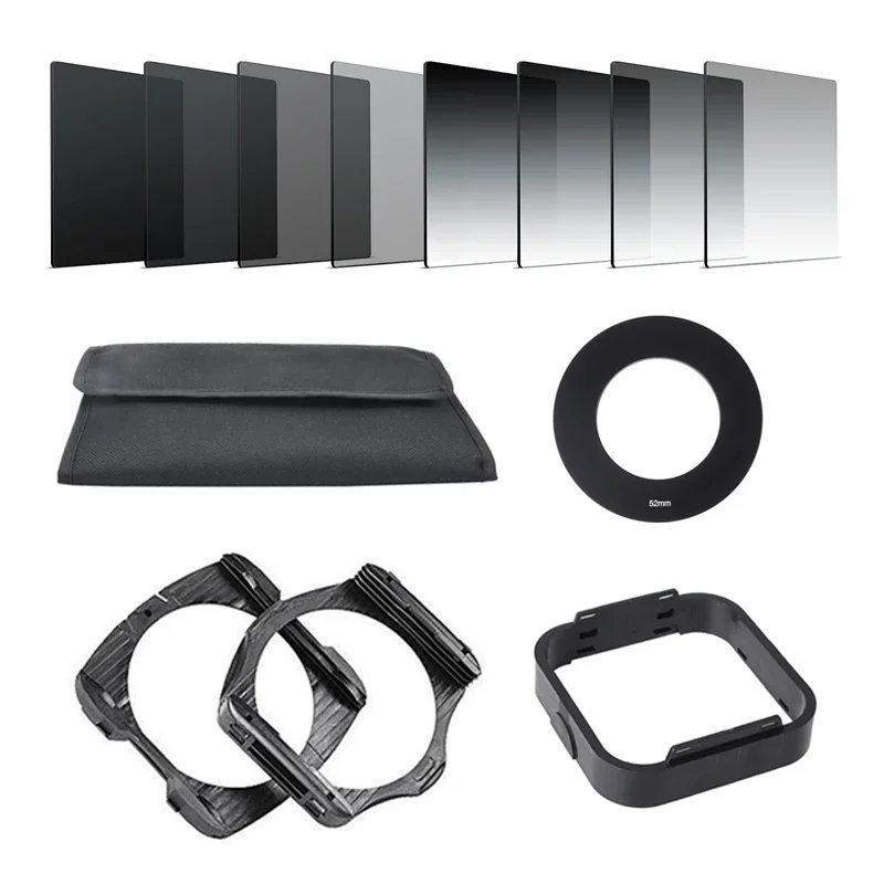 13in1 Camera Gradient ND2 4 8 16 Square ND Filter Set Kit for Cokin P Series Filter Holder Hood Adapter Rings for DSLR Camera