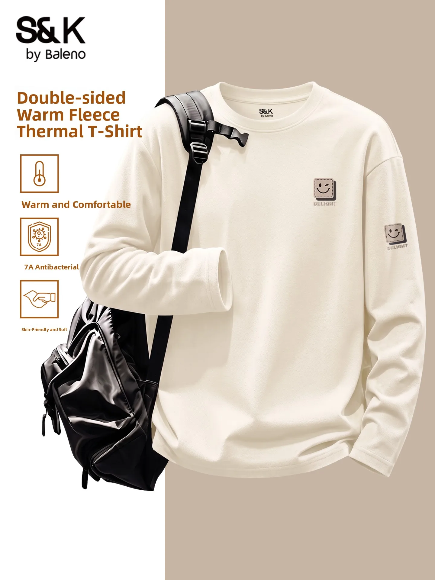 Baleno Men's Thermal Fleece Lined Half High Neck Top Double Sided Velvet Base Shirt Inner Wear T-Shirt Standard Fit Long Sleeve