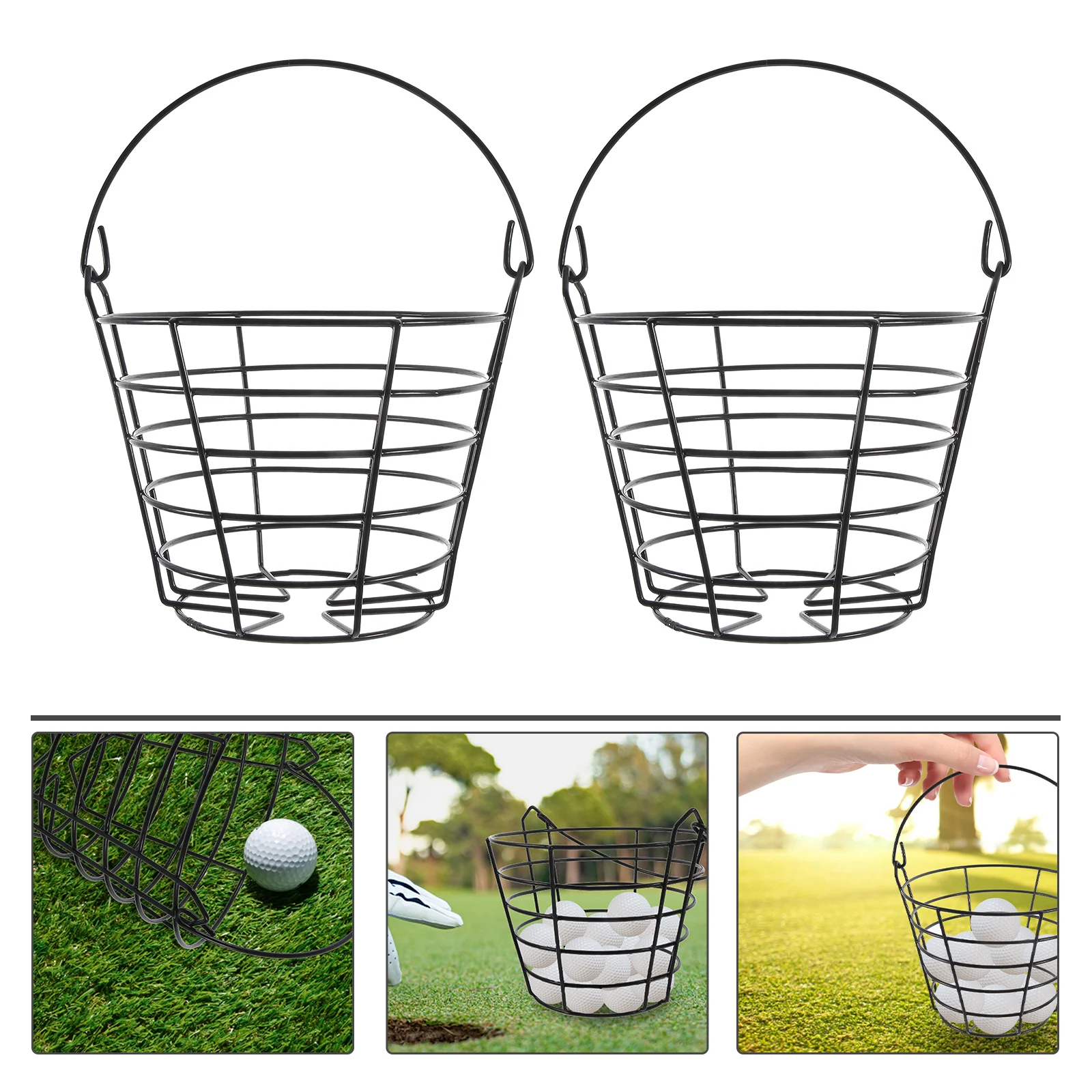 

2 Pcs Golf Basket Outdoor Ball Container Storage Containers Bucket Basin Baskets Box Man