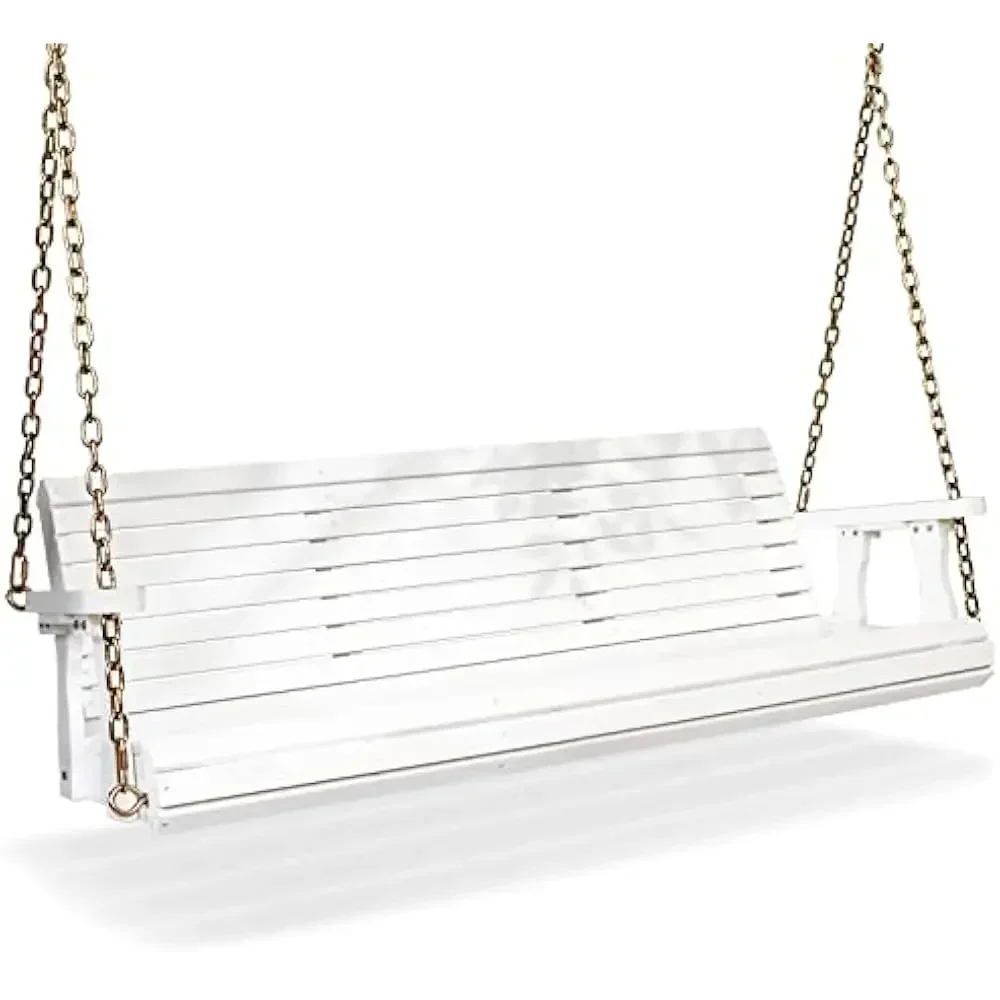 أرجوحة فناء مع سلاسل معلقة للفناء والحديقة، مقعد كرسي أرجوحة عالي التحمل بوزن 880 رطل، أرجوحة شرفة خشبية #1