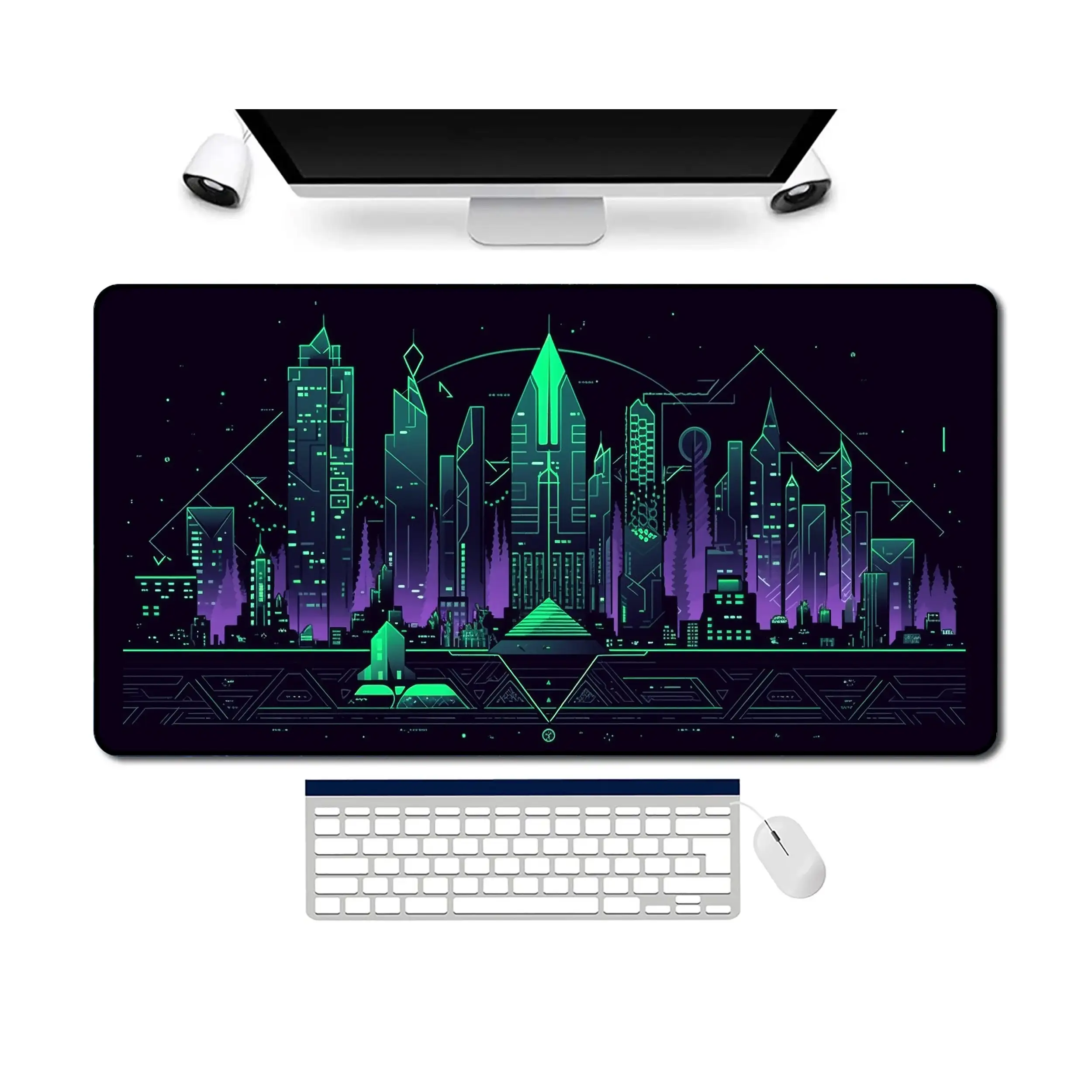 Neon Green and Purple Deskmat,non-slip and Waterproof Mousepad,office and Gaming Desk Decorative Mat,a Perfect Gift for Friends.