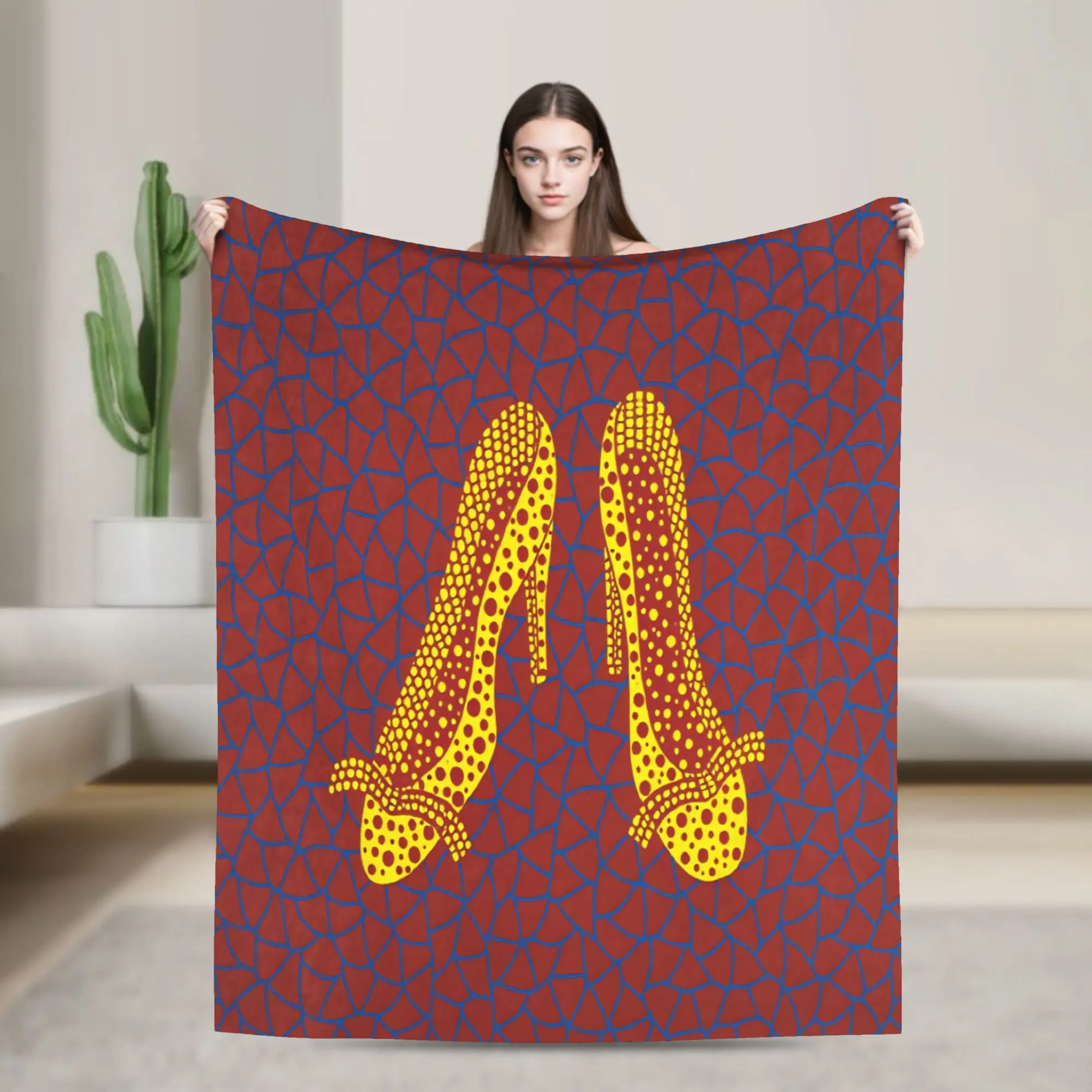 Yayoi Kusama Shoes Blanket Kids Adults  Flannel Throw Blanket For Bedroom Warm Cozy DIY Quality Bedspread Gift