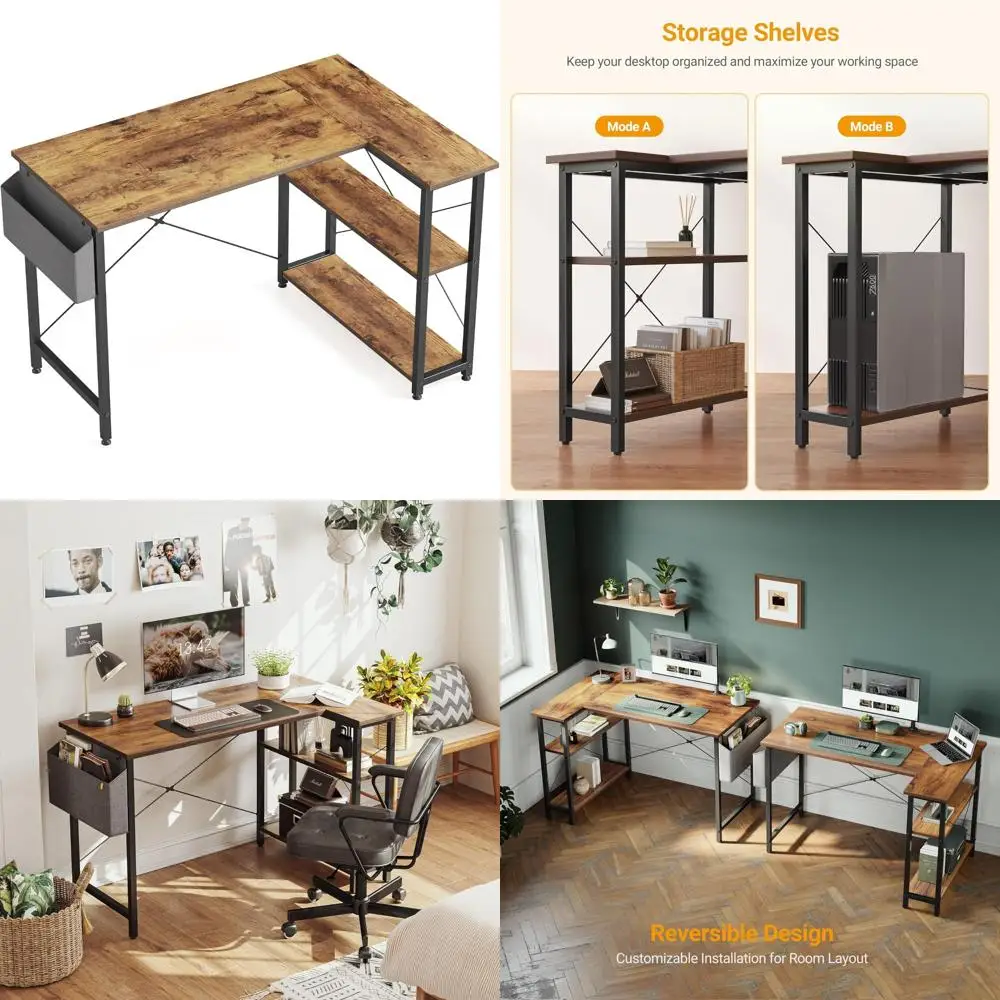

L-Shaped Cubiker Desk: 47 Corner Computer Desk with Reversible Storage for Home Office, Study, and Gaming