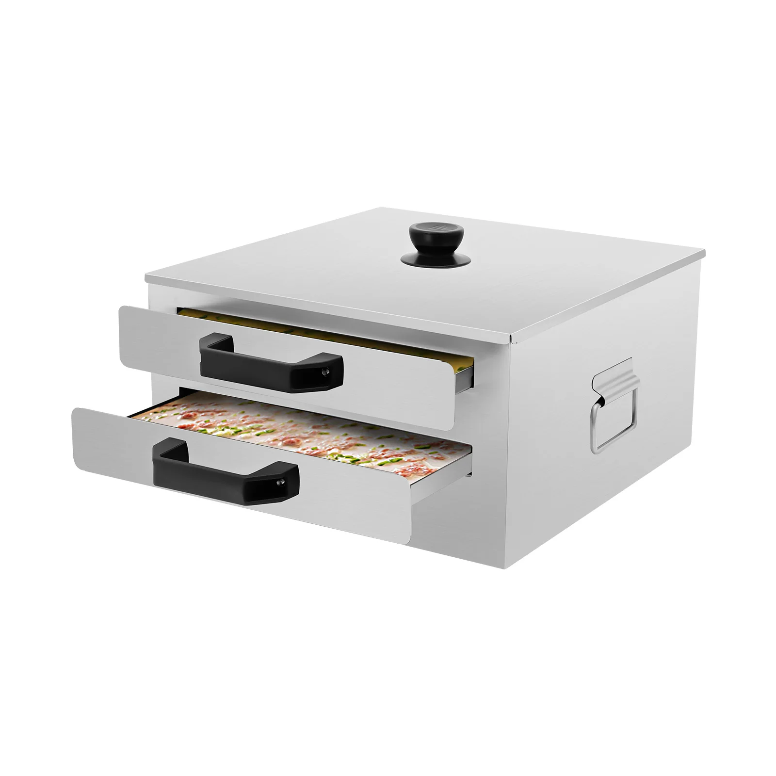 Rice Noodle Roll Steamer, Rice Noodle Rolls Machine, Cheong Fun Maker, Double Layer Food Steaming Tray, Premium 304 Stainless Steel, High Temperature Resistant, Portable with Handles, Energy Efficient Even Heating, Kitchen Cooking Tool for Dim Sum