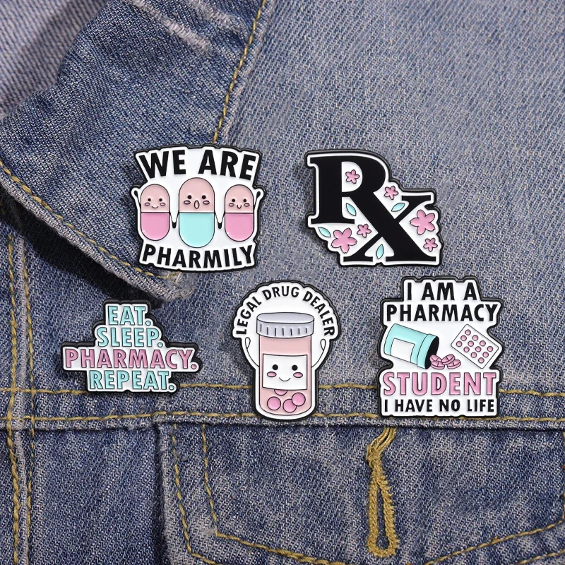 Cartoon Cute Pill Capsules Enamel Pins We Are Pharmily Creative Brooches I Am A Pharmacy Student Brooches Lapel Badge Wholesale