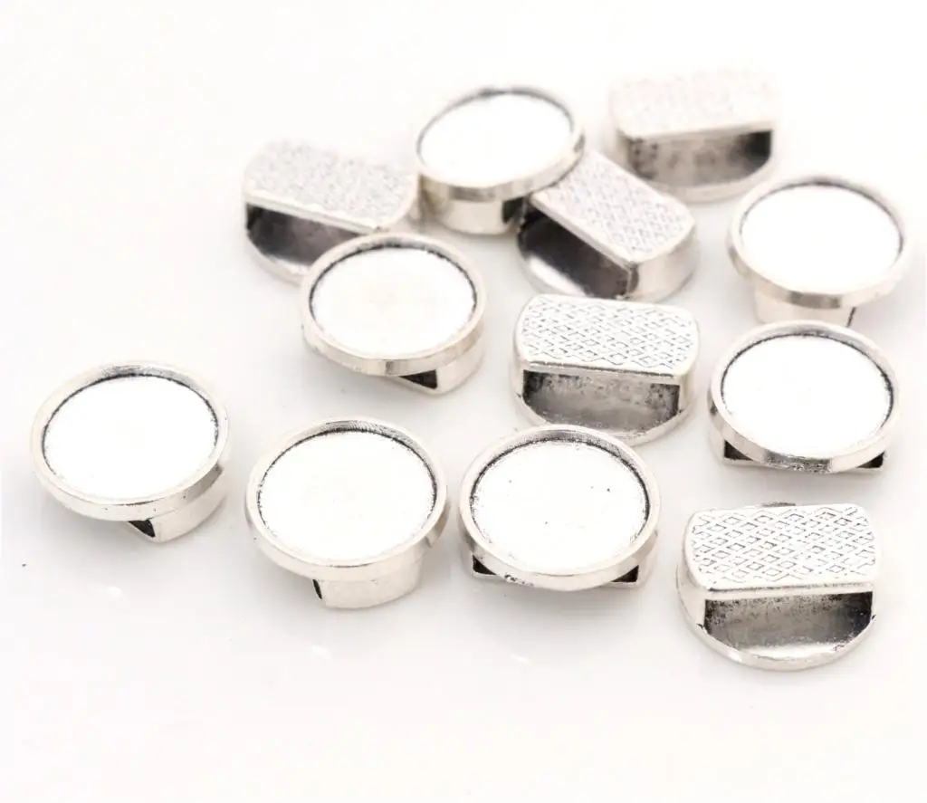 20pcs 12mm Inner Size Antique Silver Plated Bronze Round Cabochon Base Cameo Setting Charms Pendant For 10mm Leather Bracelet