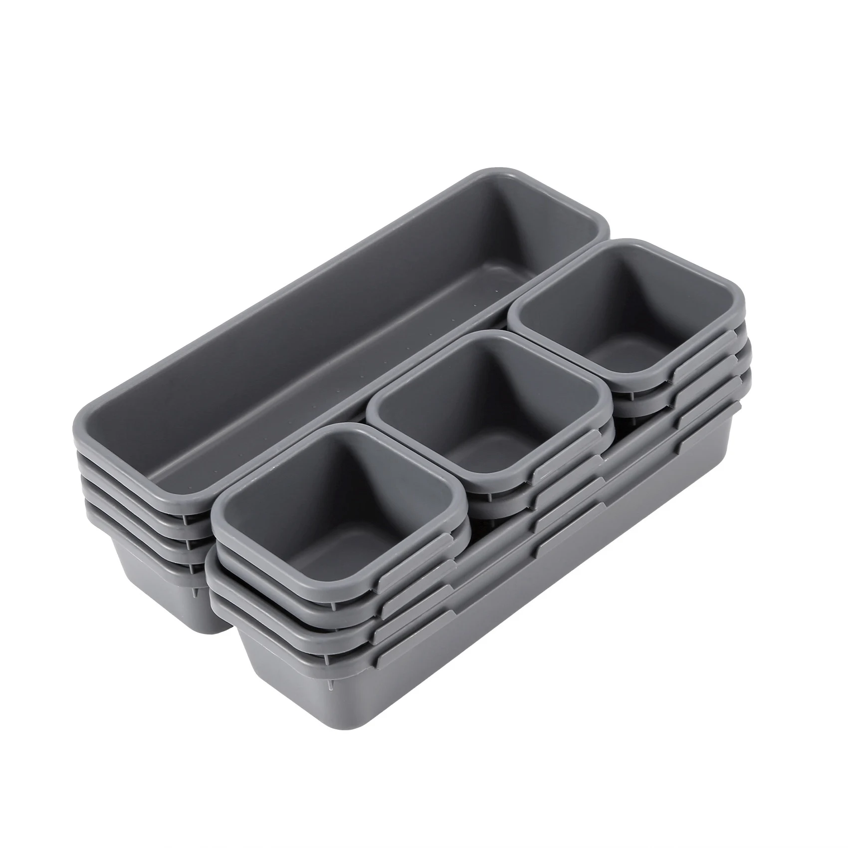 NEW HOT In Stock-18 Pack Interlocking Drawer Organizer Tray, Multi-Purpose Desk Drawer Tray Organizer For Kitchen Bathroom Offic