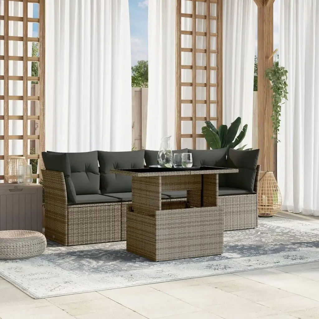 

Large Grey PE Rattan Garden Sofa Set with Removable Covers Comfortable Outdoor Furniture for Patio Deck Yard