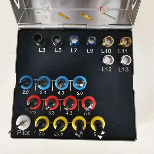 Imagen 2 del producto 21 unids/set de taladros de fresa de osseodsificación Dental de titanio, Kit negro de implante Dental, quirúrgico sin óxido con tapones